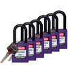 Safety Padlocks - Nylon Shackle, Purple, KD - Keyed Differently, Nylon, 38.10 mm, 6 Piece / Box